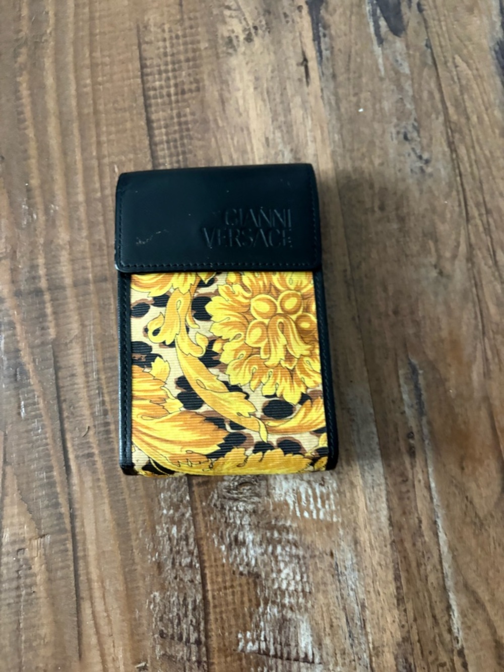Versace Black and Yellow Baroque Pattern Card Case